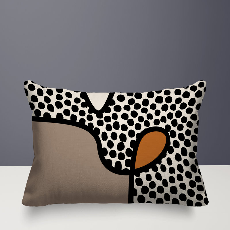 Coussin lombaire réversible intérieur / extérieur Jai Abstract, H 14 po x l 20 po, Orange brûlé