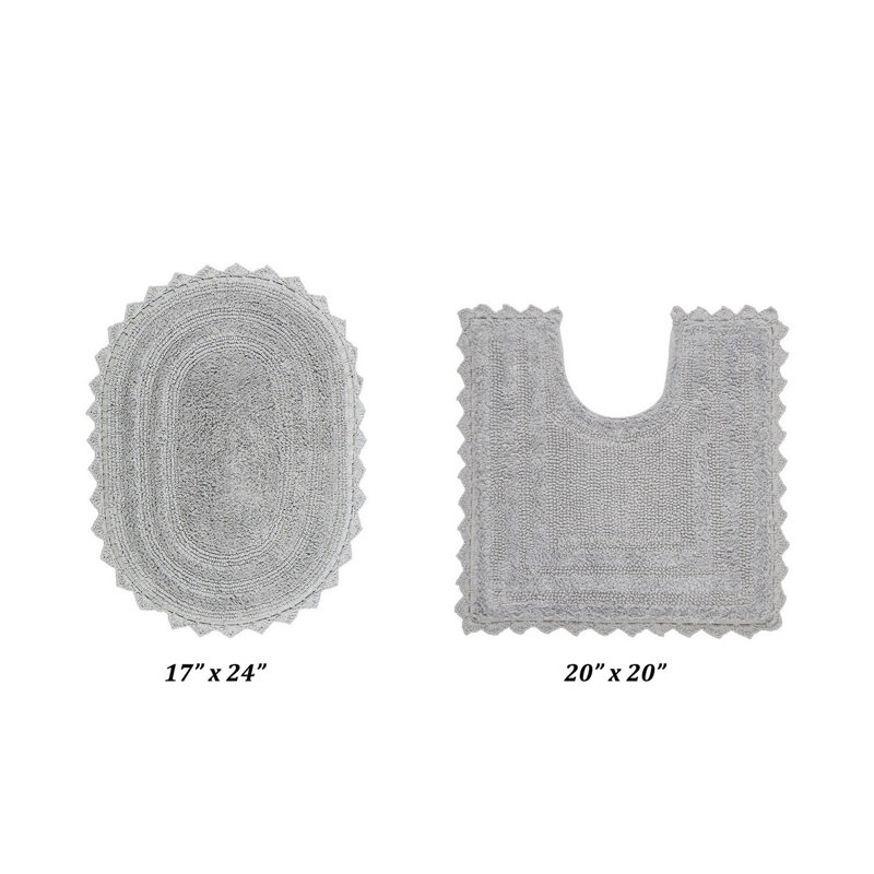 Tapis de salle de bain Janek, Gris, 2 pièces (ovale 17 po x 24 po | 20 po x 20 po)