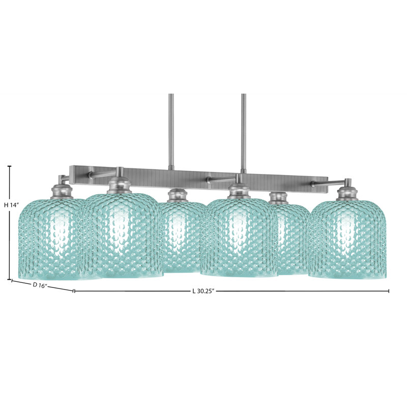 Barre d'éclairage 6 lumières Edge, Turquoise, Nickel brossé
