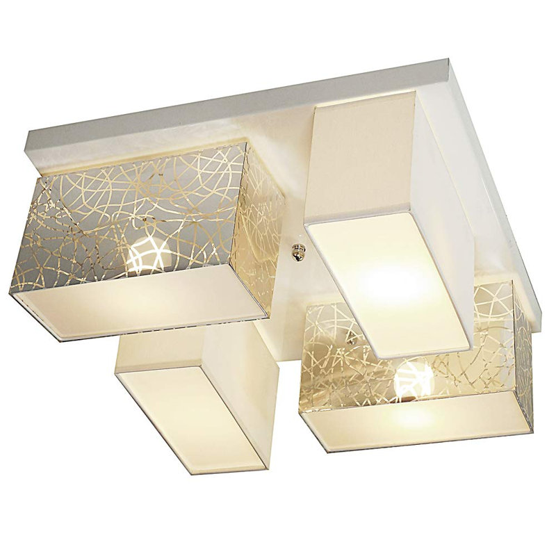 Raffa Semi Flush Mount, Silver/White