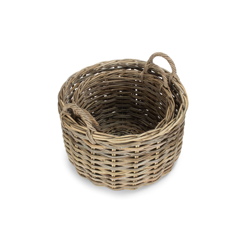 Wicker 2 Piece Rattan Log Storage Basket Set