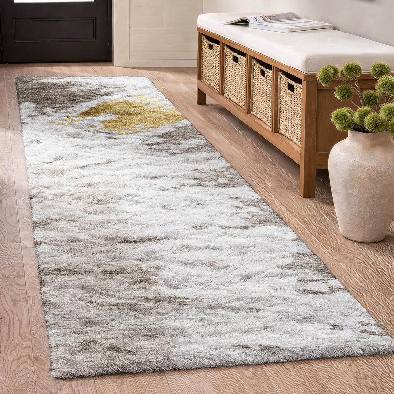 Tapis à poil long de qualité supérieure lavable à la machine ADS614, Taupe, 2'3" x 7'6" Runner