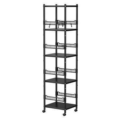 Étagères en métal Étagères en fil métallique: étagère de rangement Étagère pour buanderie de cuisine Organisateur de placard de salle de bain Garde-manger étroit P 13,78 po x l 15,75 po x H 62,99 po noir