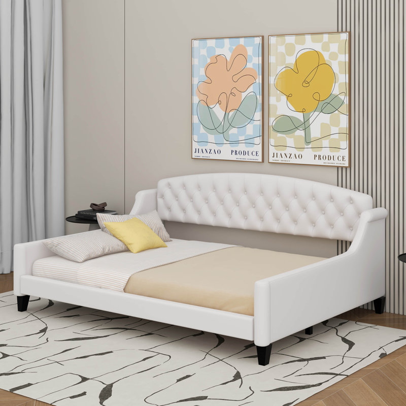 Full Size Modern Luxury Tufted Button Daybed, Beige