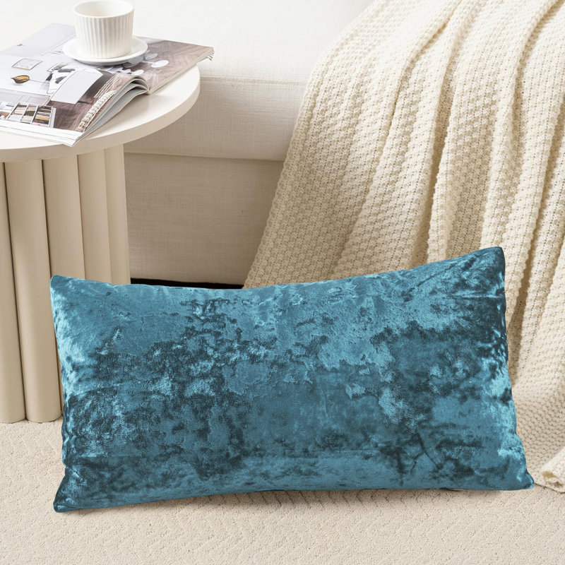 Housse de coussin lombaire en velours froissé, Bleu tempête