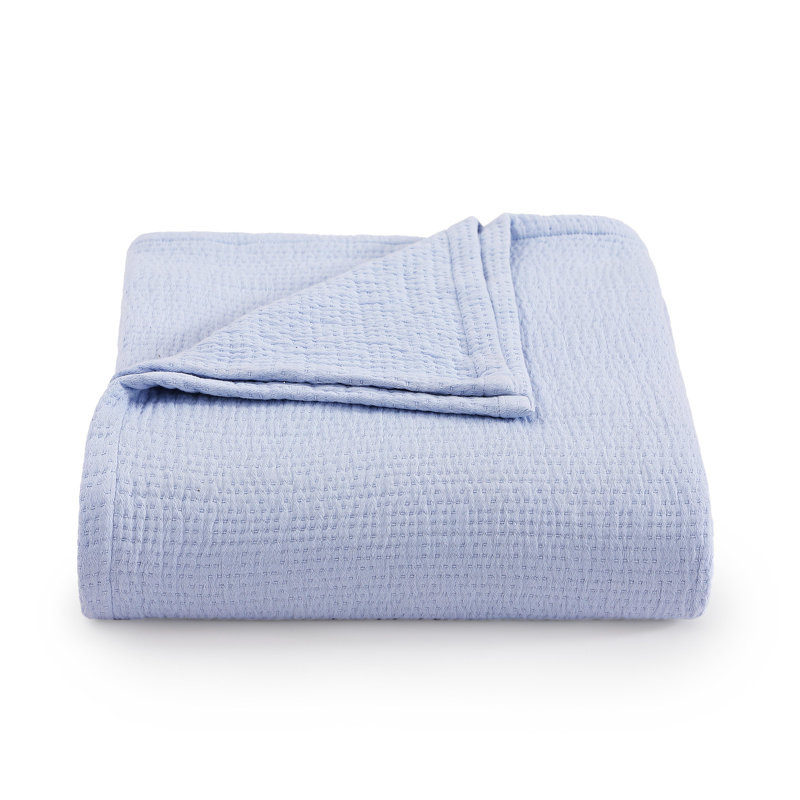 Couverture en coton Tommy Hilfiger, Bleu, Lit simple
