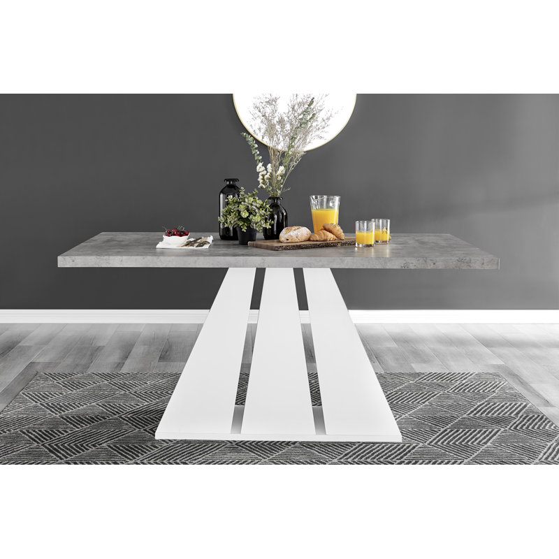 6 - Person Dining Set, Grey, Mustard/Silver