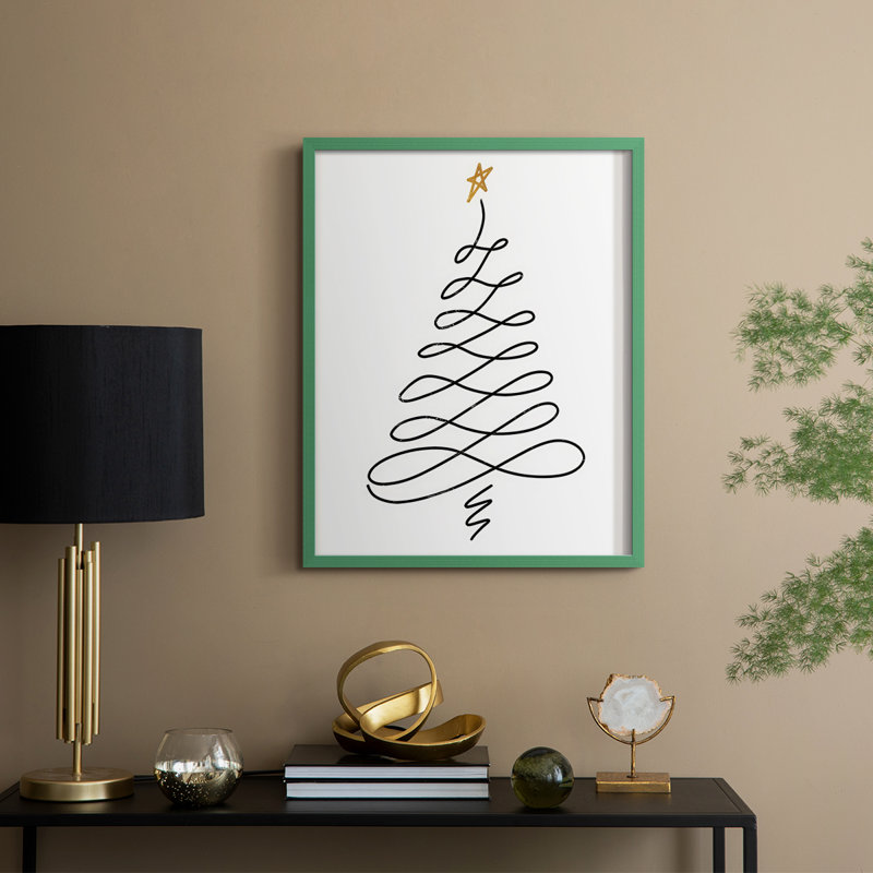 Arbre de Noël III, reproduction encadrée - bois massif, H 21 po x l 17 po
