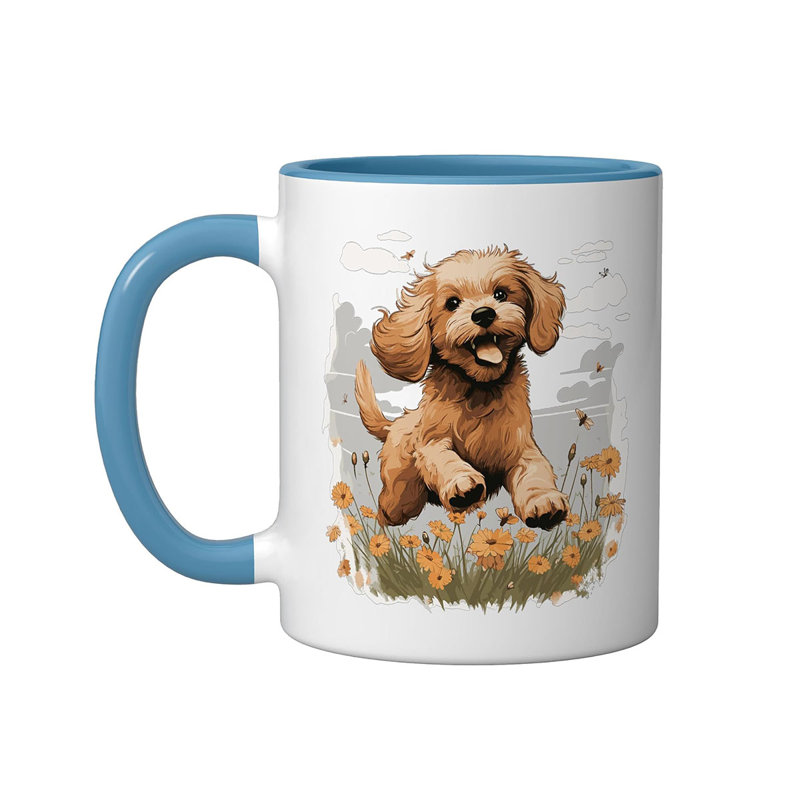 Cute Dog Ceramic Mug, Red/White, 11oz, Blue