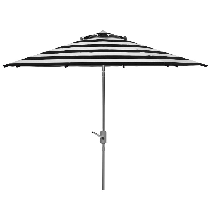Parasol de marché Horsley, Noir / blanc, Chrome