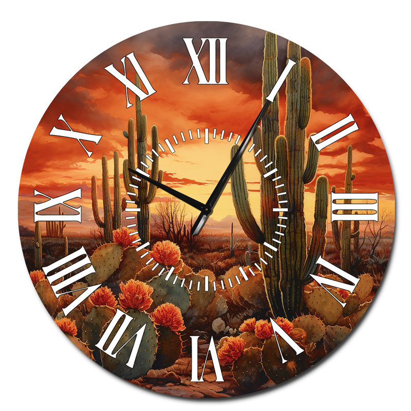 Cactus en cuivre au Nevada - Horloge murale Cactus, Surdimensionné