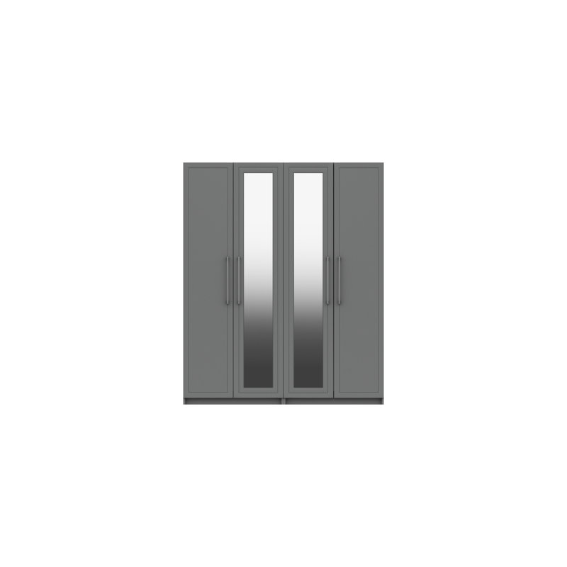 Allenna Wardrobe, (4 Doors) 183cm H x 151.7cm W x 51.5cm D, Dust Grey Gloss