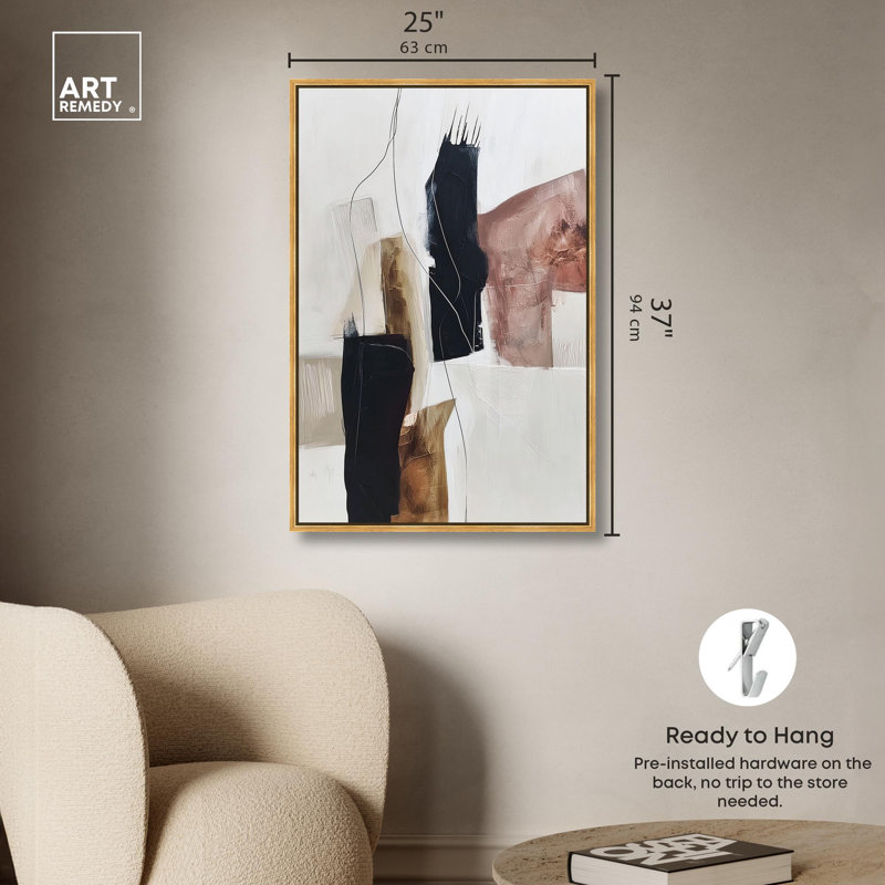 «Smooth Brush I Boho Decor» par Art Remedy, H 36 po x l 24 po, Cadre doré