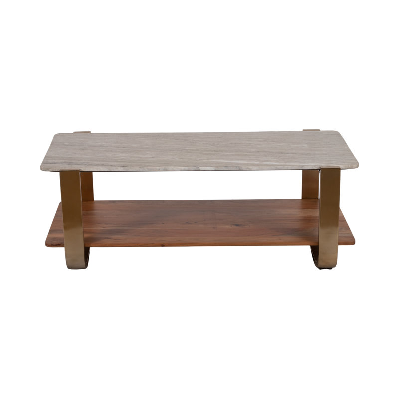 Modern Glam Gold Marble Top Console Table, 17" H x 47" W x 23" D