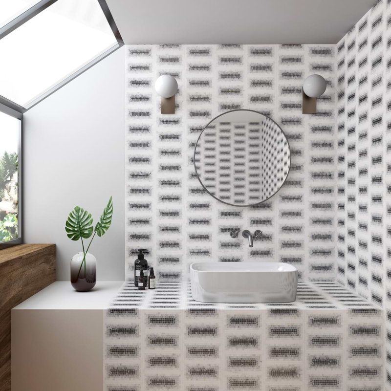 Ako 4x9 Rectangle Marble Micro Mosaic Tile, Grigio Gray