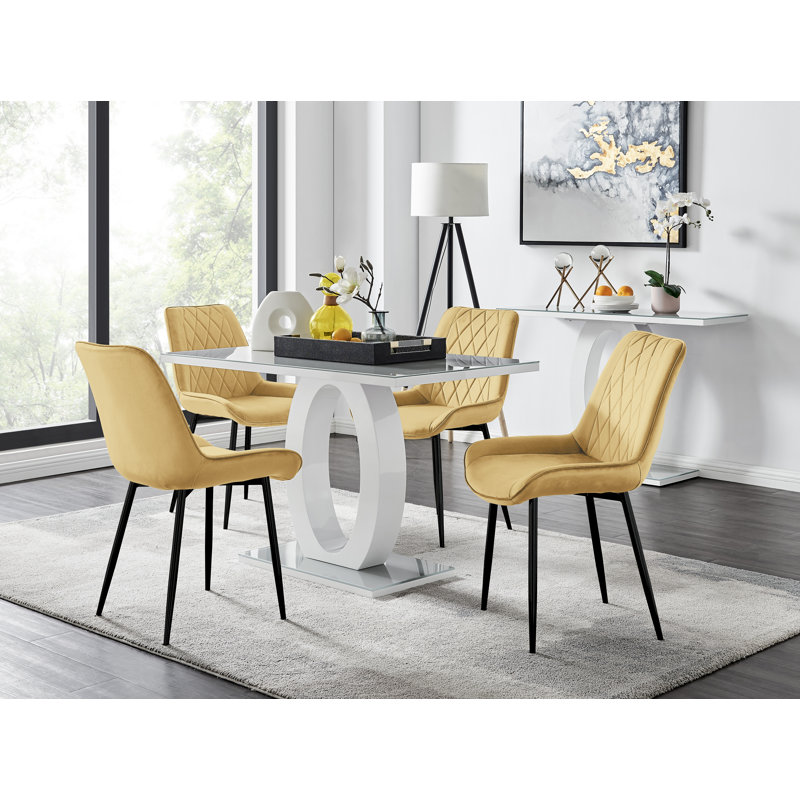 4 - Person Dining Set, Mustard/Black
