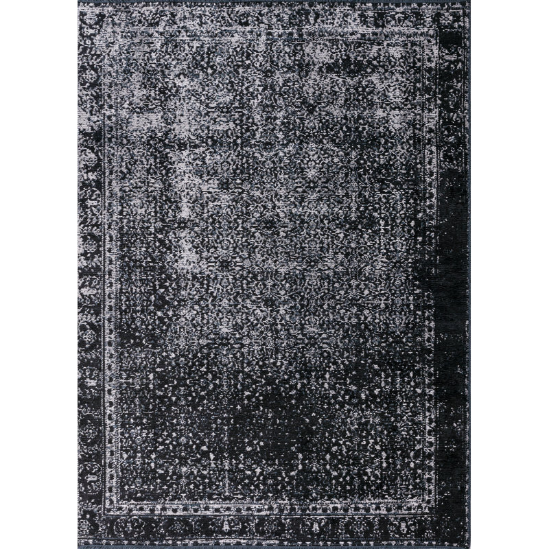 Rapture Black/Gray Damask Luxury Area Rug, Rectangle 7'10" x 11'2"