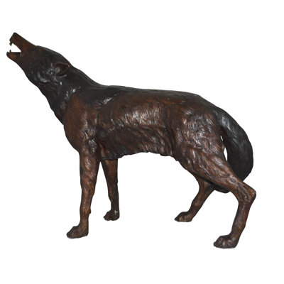 Statue en bronze de loup hurlant Jorgenson - Taille: L 40 po x l 10 po x H 32 po.