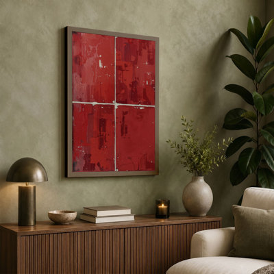 Four Red Fragments Industrial - Wrapped Canvas