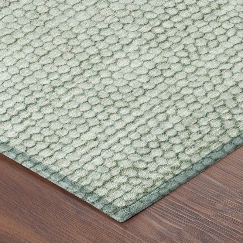 Machine Washable Indoor/Outdoor Chantille ACN2719 Striped Rug, Green, 2'6" x 3'10"