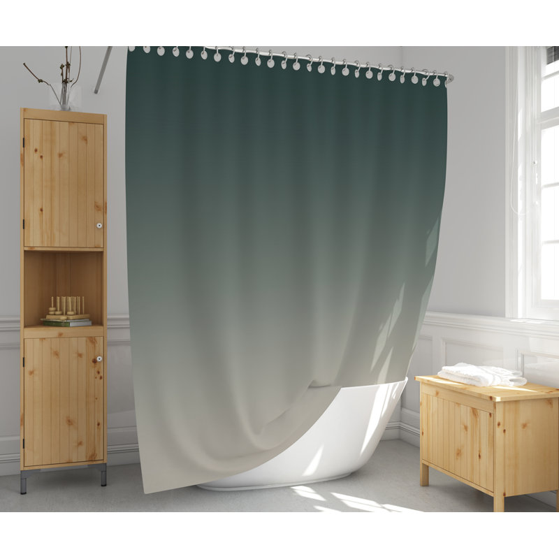 Rideau de douche simple Ombre, H 83 po x l 70 po, Vert/gris