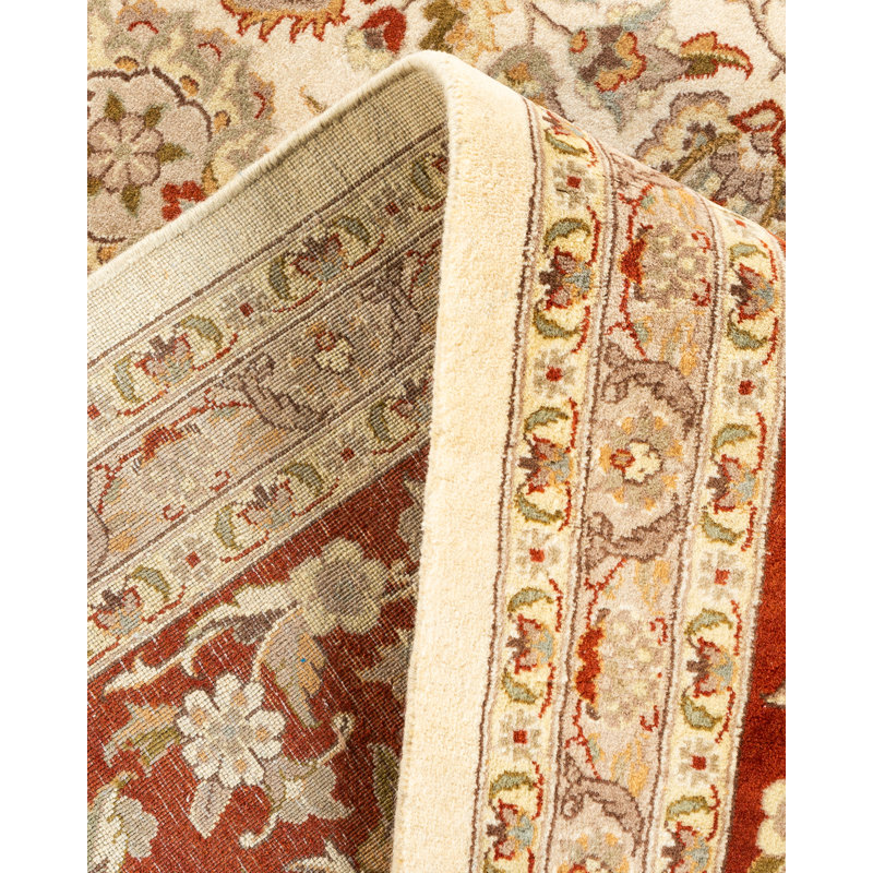 Hayner One-of-a-Kind Hand-Knotted New Age 9'2" x 12'2" Wool Area Rug in Ivory/Orange
