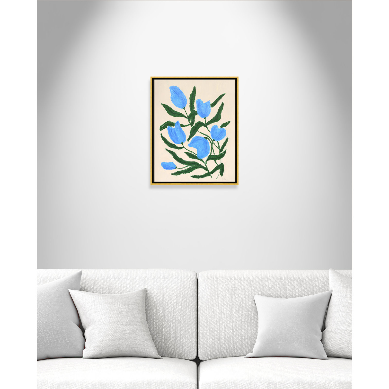 Blue Tulips Print by Camilla Bergqvist, 21.5" H x 17.5" W, Gold