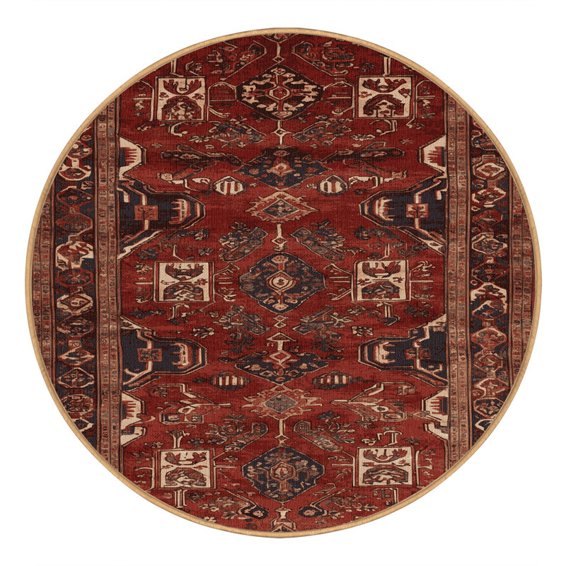 Tapis brun lavable à la machine, Rond 7 pi