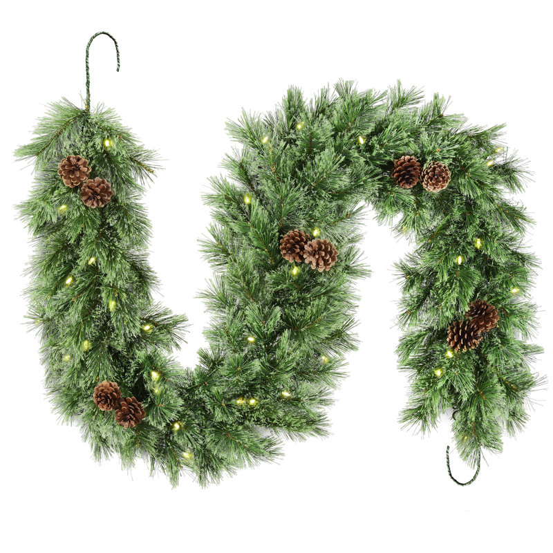 Guirlande de Noël en cachemire 6 pieds avec 50 lumières DEL blanc chaud Haute Decor