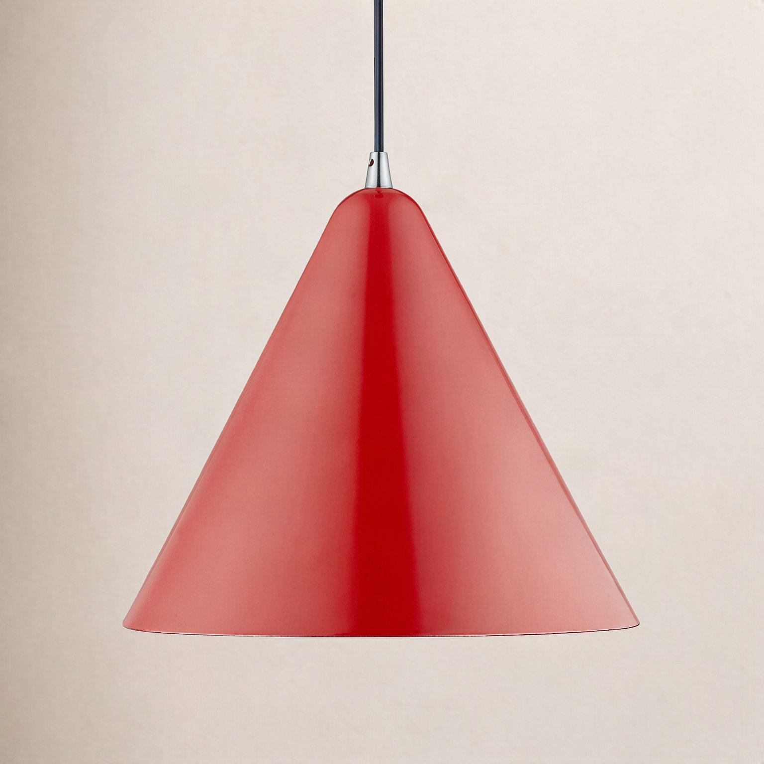 Oaklee Single Light Metal Dimmable Pendant, Shiny Red, 18" H x 14" W x 14" D