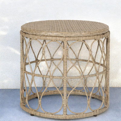 Compact Patio Tables, Pe Rattan 19.75 Inch Boho Style For Home Patio