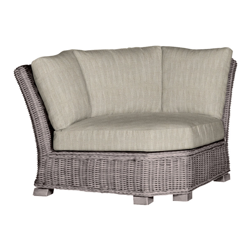 Rustic Woven Sectional Corner, Rollo Chambray InsideOut® Linen, No Welt, Oyster