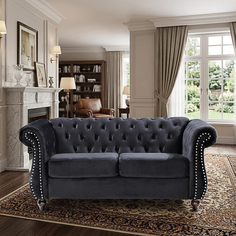 Fauteuil d'appoint Chesterfield, Velours noir