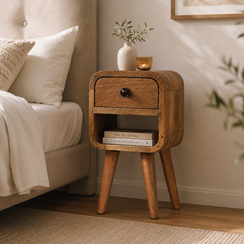 Lit de chevet inférieur extra courbé extra-chêne, Beige