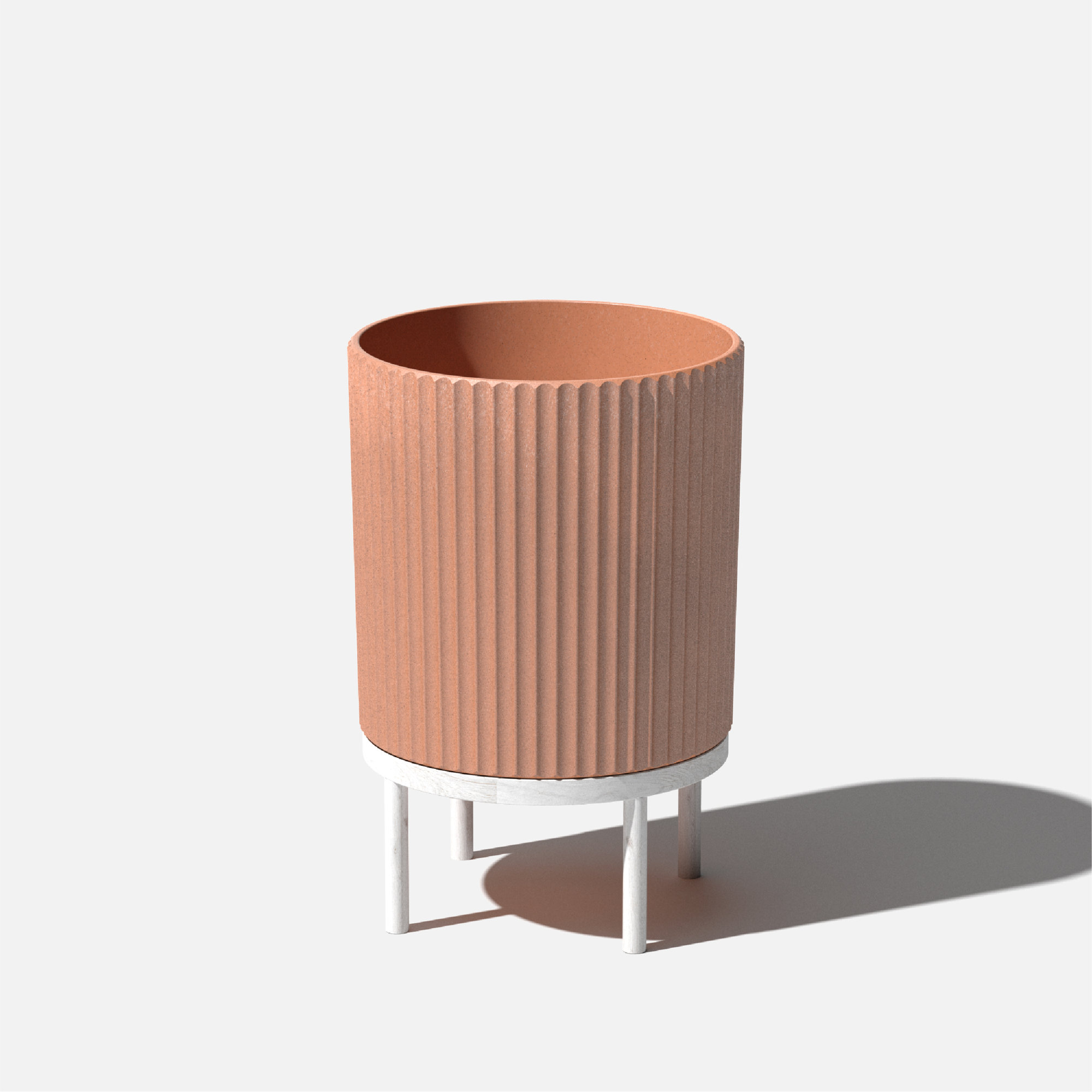 Demi Series Planter with Stand, Terracotta/White, 22" H x 14.75" W x 14.75" D, 1