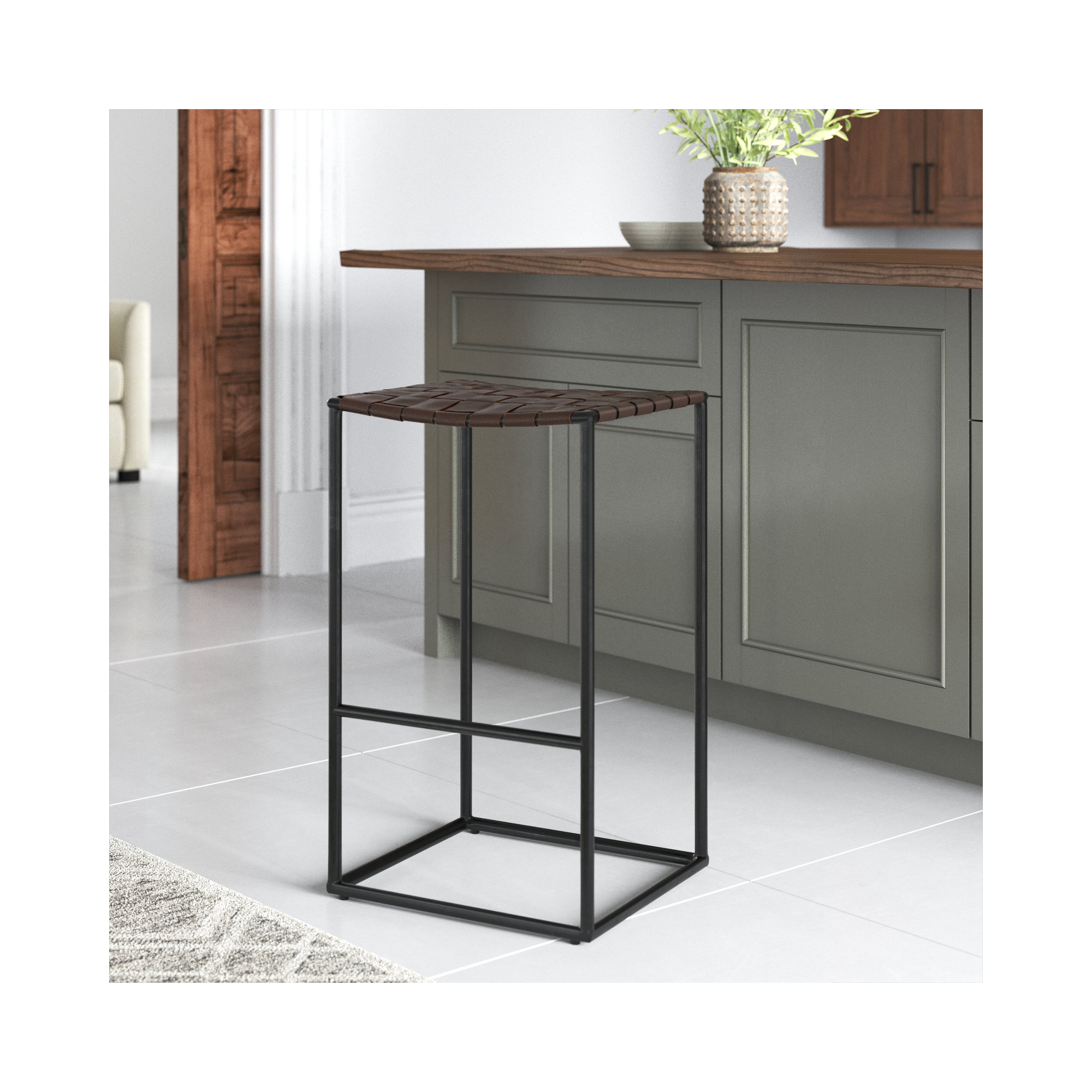 Willette Bar & Counter Stool, Bar Stool (30” Seat Height), Dark Brown, Black