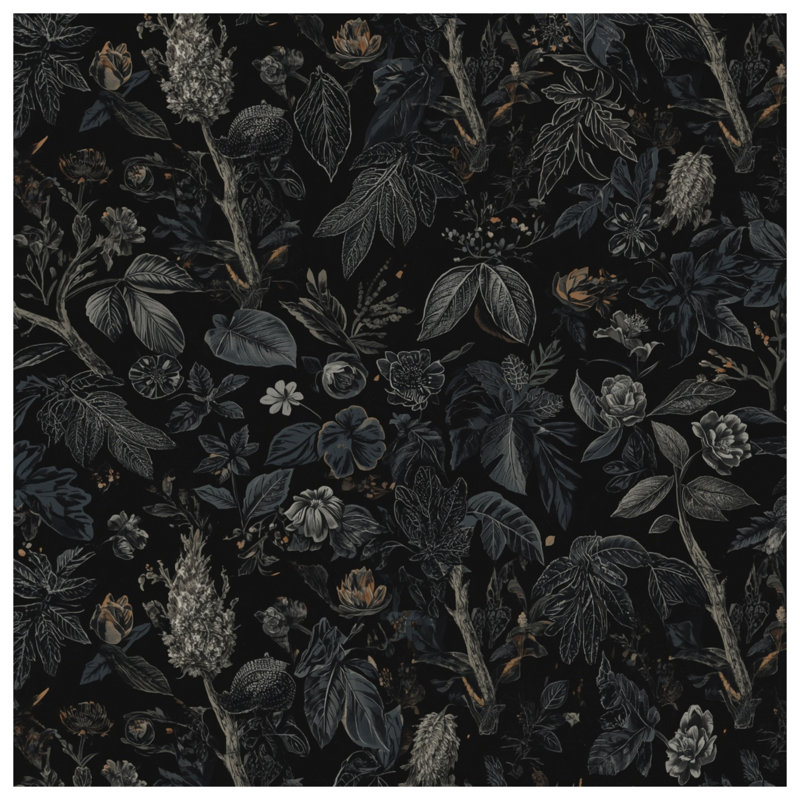 Botanical Floral Pattern Bath Mat, 24in W x 17in L
