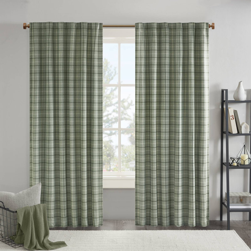 Panneau de rideau simple occultant et isolant en molleton tissé Anaheim, Vert, L 50 po x L 84 po