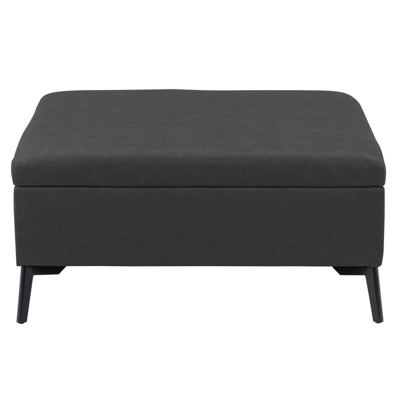 Orren Ellis 8A9AC144B7FC45FE80BF406E75B64D0E Repose-pieds carré Mychel, Faux suède noir