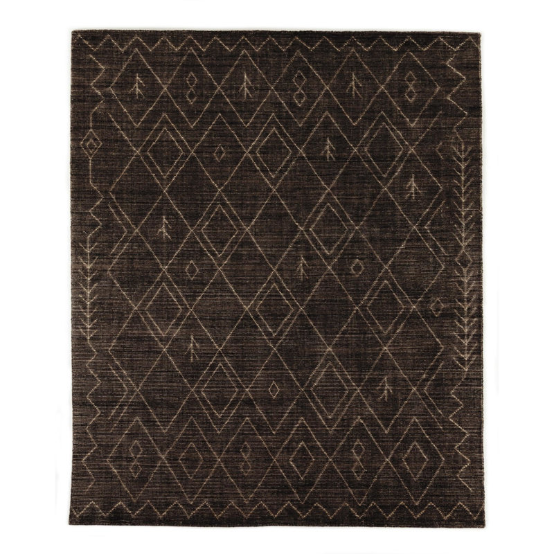 Nador Hand Knotted Moroccan Area Rug, Brown, Rectangle 8' x 10'