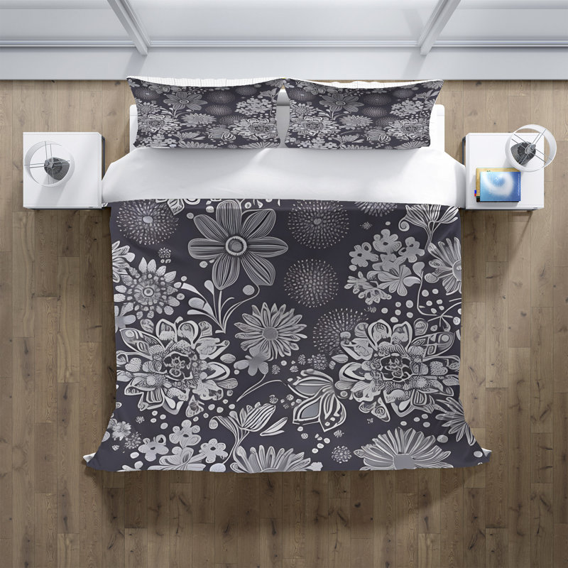 Floral Duvet Cover, King Duvet Cover + 2 King Shams