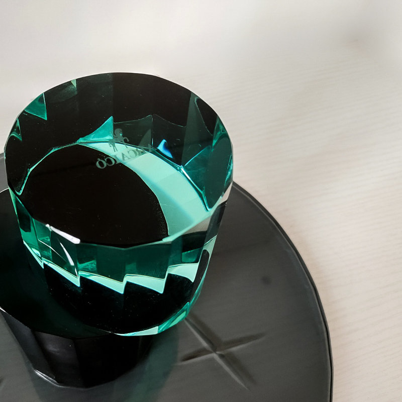 Handmade Turquoise and Clear Crystal Cake Stand