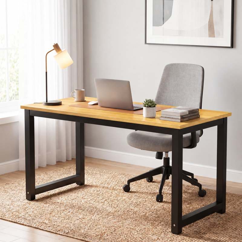 Bureau d'ordinateur 63 ", 63 * 23,6 pouces, Naturel et noir