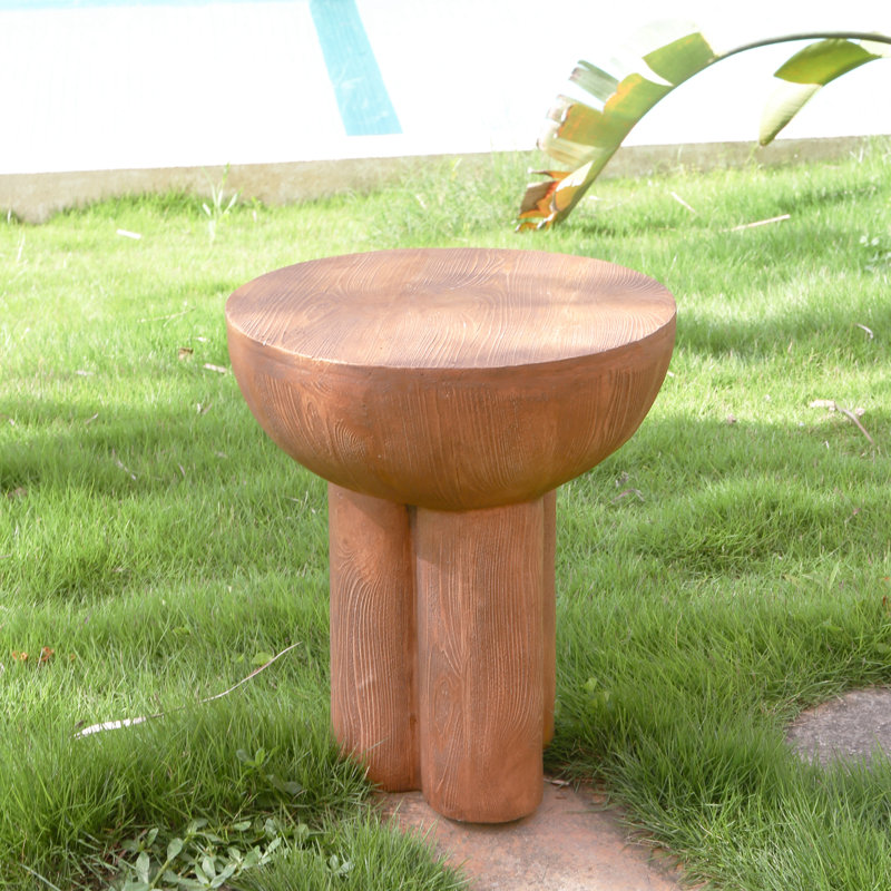 Table d'appoint ronde à trois pieds en grain de bois MGO