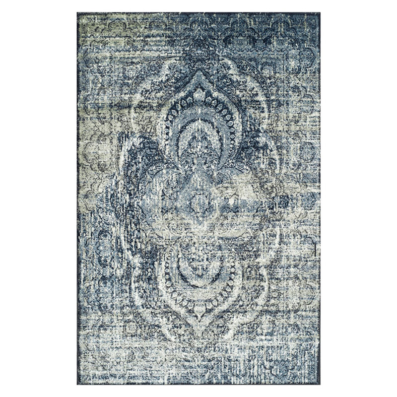 Tapis taupe 5 pi x 8 pi à motif abstrait tissé à la machine