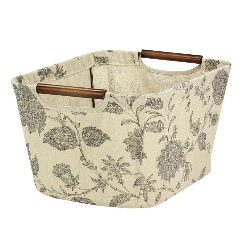 Bac de rangement effilé en tissu, H 7,5 po x l 13 po x p 10 po, Beige / noir