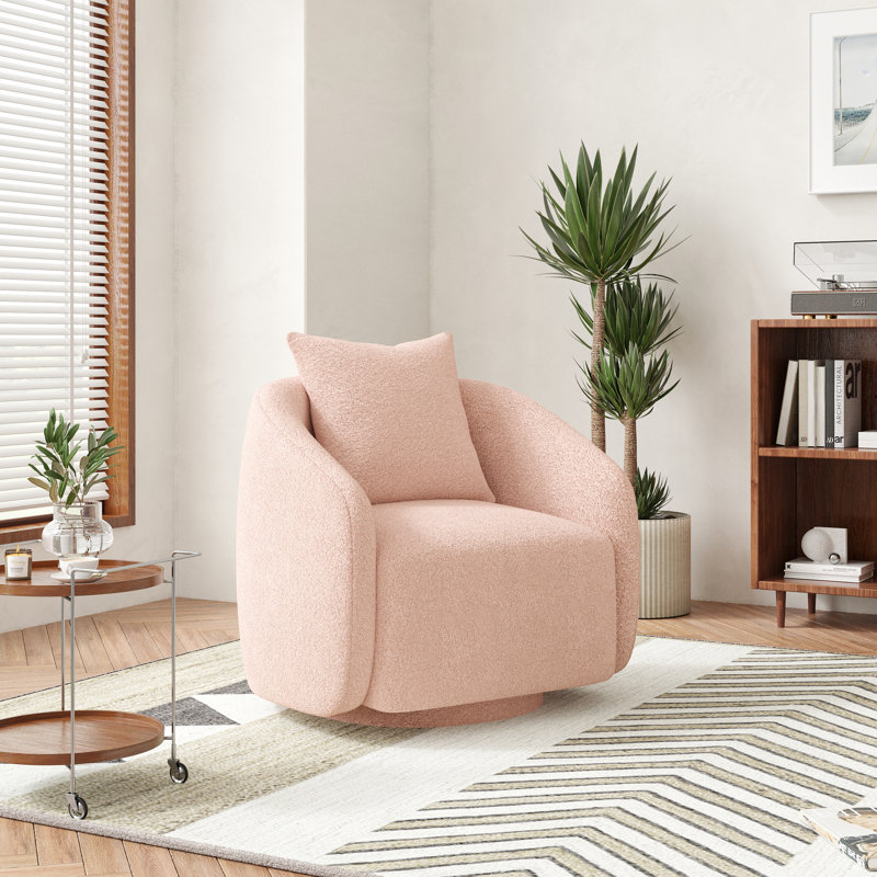 Fauteuil demi-tonneau pivotant Bashar, H 25,5 po x l 28,5 po x P 24,6 po, Rose