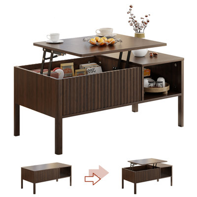 Table basse à plateau relevable avec rangement hydraulique de 37,5 po de large