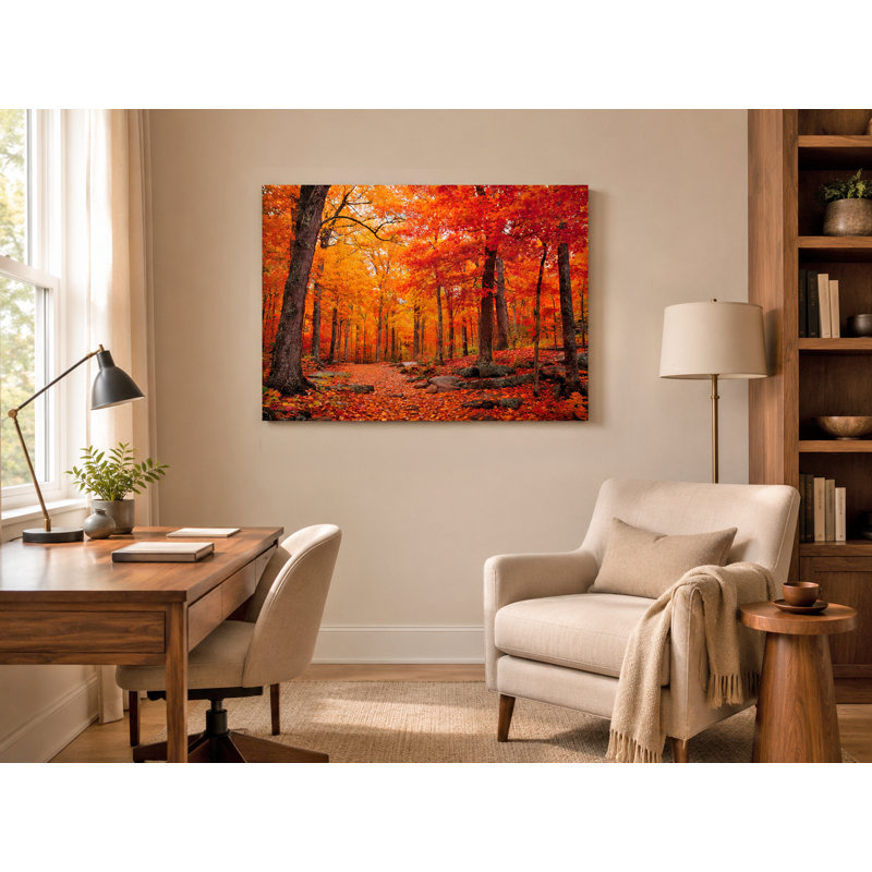 «Autumn Bridgeway Vista», art mural sur toile tendue, H 30 po x l 40 po