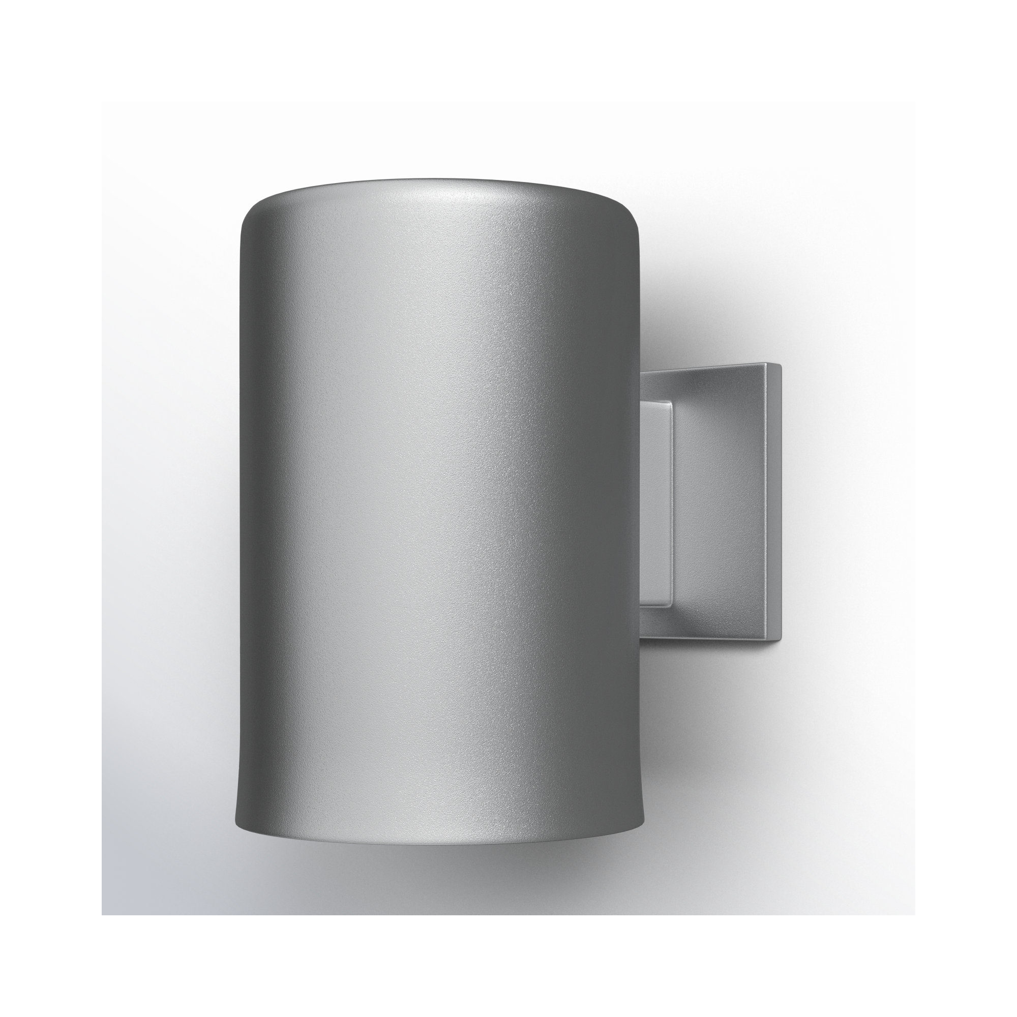Single Light Cylinder Outdoor Aluminum LED Wall Light, 9" H x 6" W x 6" D, Painted Brushed Nickel